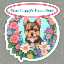 可愛いヨークシャーの花のカスタム枠