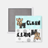 可愛いヨークシャーテリアクリーン/汚い食洗機マグネット マグネット (正面/裏面)