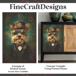 可愛いヨークシャーテリアゴーグルとハットグリーンF7デコペ 薄葉紙