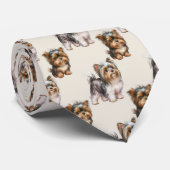 可愛いヨークシャーテリアドッグパターン ネクタイ (ロール)
