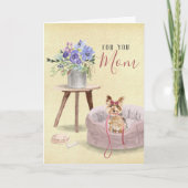 可愛いヨークシャーテリアパーソナライズされた水彩母の日 カード (正面)