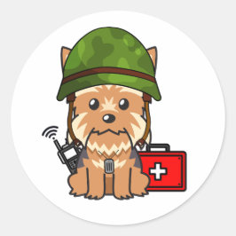 可愛いヨークシャーテリア犬の軍用ヘルメット ラウンドシール