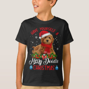 可愛いヨークシャーテリア犬ドードルメリークリスマス Tシャツ