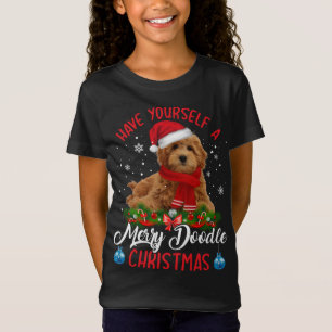 可愛いヨークシャーテリア犬ドードルメリークリスマス Tシャツ