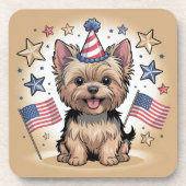 可愛いヨークシャーテリア祝の独立記念日 コースター (正面)