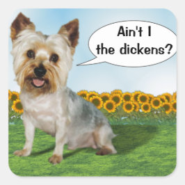 可愛いヨークシャーテリア私はディケンズじゃない？ スクエアシール