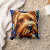 可愛いヨークシャー絵画テリア犬のポスター クッション (ブランケット)