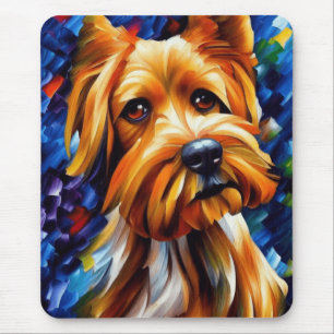 可愛いヨークシャー絵画テリア犬 マウスパッド