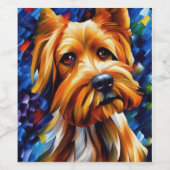 可愛いヨークシャー絵画テリア犬 ワインラベル (シングルラベル)
