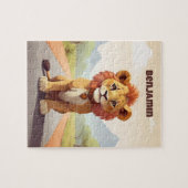 可愛いライオパーソナライズされたンキッズ ジグソーパズル (横)