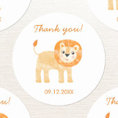 可愛いライオンありがとうデート ラウンドシール