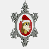 可愛いライオンのクリスマスアニメ スノーフレークピューターオーナメント (左)