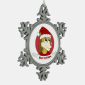 可愛いライオンのスノーフレークのピースを持つクリスマスアニメ スノーフレークピューターオーナメント (左)