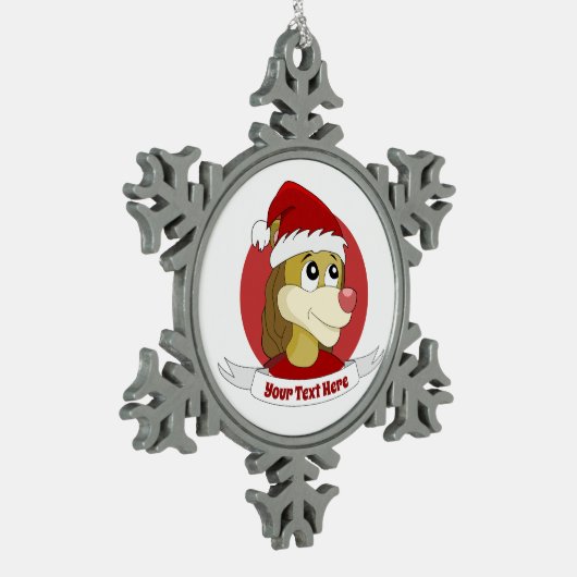 可愛いライオンのスノーフレークのピースを持つクリスマスアニメ スノーフレークピューターオーナメント (左)