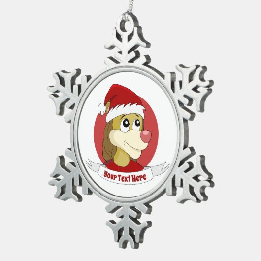 可愛いライオンのスノーフレークのピースを持つクリスマスアニメ スノーフレークピューターオーナメント (右)