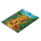 可愛いライオンの可愛い歩く、ステンドグラスのデジタルアート ノートブック (左側)