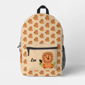 可愛いライオンの草の中にラディバグ、子供たち プリントバックパック (正面)