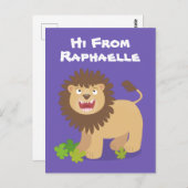 可愛いライオンの轟音の漫画イラストレーション ポストカード (正面/裏面)