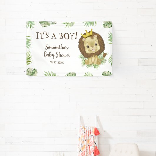 可愛いライオンキングベビーシャワーテーマ男の子 横断幕 (インサイチュ)