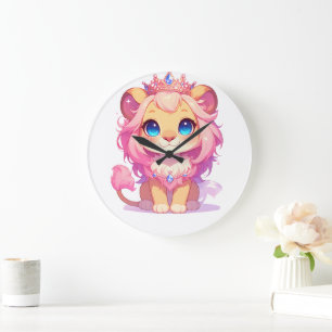 可愛いライオンキング [商品] かわいい王冠 動物 ギフト ラージ壁時計