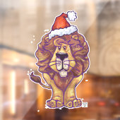 可愛いライオンクリスマスウィンドウにしがみつく ウィンドウサイン (シート2)