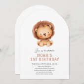 可愛いライオンサファリの誕生日の招待状 招待状 (正面/裏面)