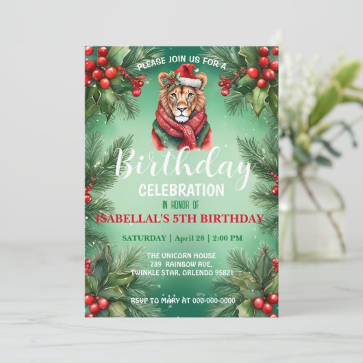 可愛いライオンサファリサンタクリスマスバースデーパーティー セーブザデート (スタンド正面)