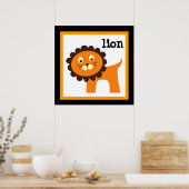 可愛いライオンサファリ動物ベビー子供部屋キッズポスター ポスター (キッチン)