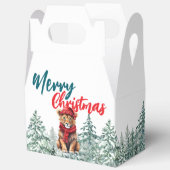 可愛いライオンサンタ野生動物園クリスマスツリーメリークリスマス フェイバーボックス (見開き)