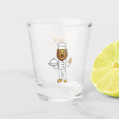 可愛いライオンシェフ漫画イラストレーション ショットグラス (正面)