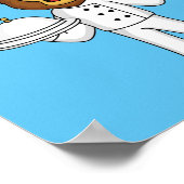 可愛いライオンシェフ漫画イラストレーション ポスター (角)