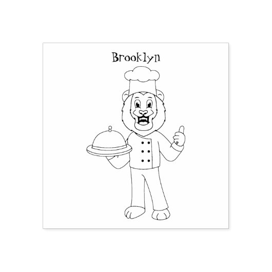 可愛いライオンシェフ漫画イラストレーション ラバースタンプ (インプリント)