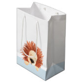 可愛いライオンブルー ミディアムペーパーバッグ (正面アングル)