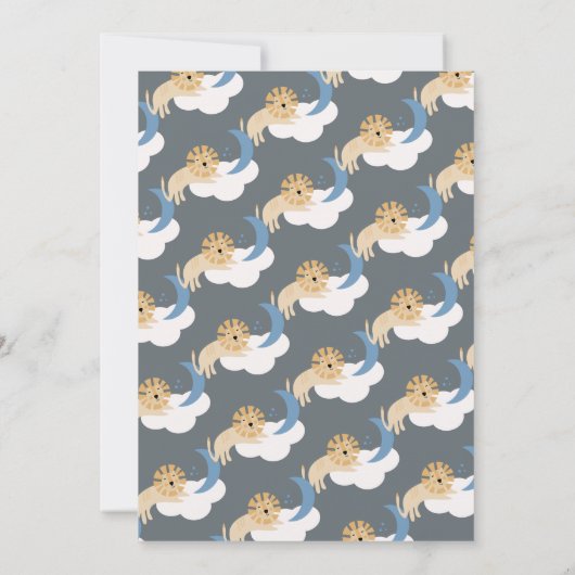 可愛いライオンムーンクラウドベビーシャワー 招待状 (裏面)