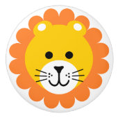 可愛いライオンワイルドワンジャングルサファリ動物マンガ セラミックノブ (正面)