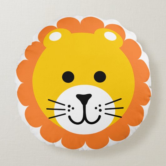 可愛いライオンワイルドワンジャングルサファリ動物マンガ ラウンドクッション (正面)