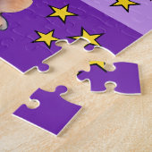 可愛いライオン写真名パープルイエローキッズ ジグソーパズル (側面)