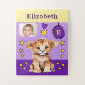 可愛いライオン写真名パープルイエローキッズ ジグソーパズル (縦)