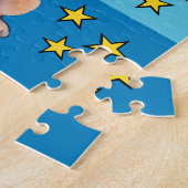 可愛いライオン写真名ブルー黄色キッズ ジグソーパズル (側面)