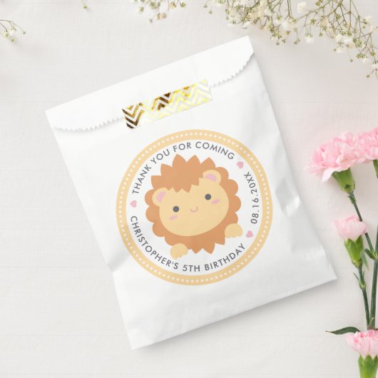 可愛いライオン来子供の誕生日ありがとう フェイバーバッグ (封をした状態)