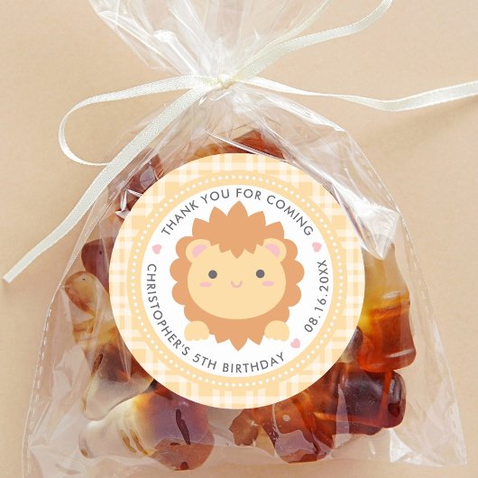 可愛いライオン来子供の誕生日ありがとう ラウンドシール