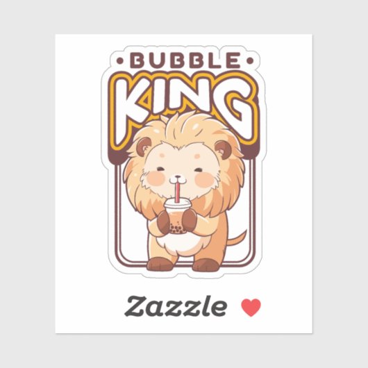 可愛いライオン棒茶を飲む シール (シート)