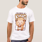 可愛いライオン棒茶を飲む Tシャツ (正面)