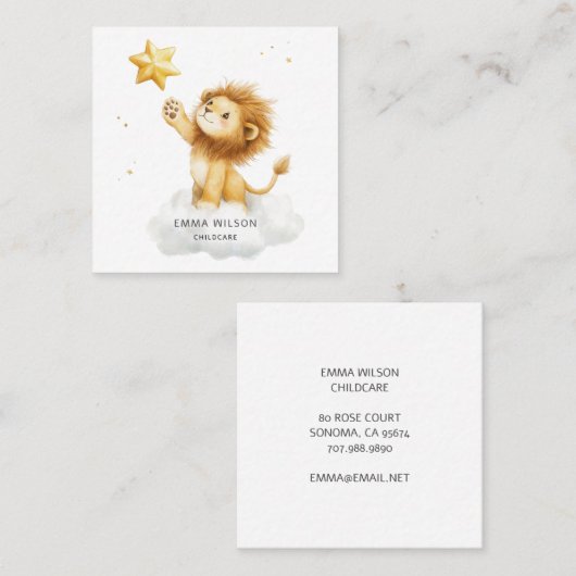 可愛いライオン育児名刺 スクエア名刺 (正面/裏面)