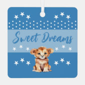 可愛いライオンshhh名前を付けて青く眠っている メタルオーナメント (裏面)