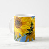 可愛いライズ&シャインヒマワリのアップロード写真文字 コーヒーマグカップ (正面左)