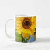 可愛いライズ&シャインヒマワリのアップロード写真文字 コーヒーマグカップ (左)