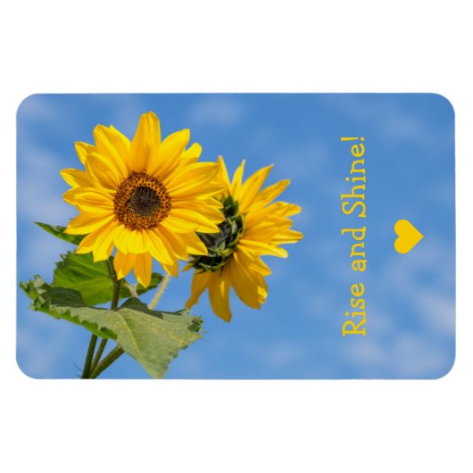 可愛いライズ&シャインヒマワリのアップロード写真文字 マグネット (横)