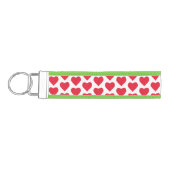 可愛いライトグリーン及び赤いハートパターンデザイン リストバンドキーホルダー (鍵左)