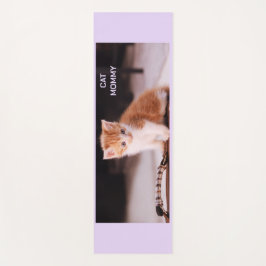 可愛いライトパープル「キャットモミー」オレンジ色の子猫 ヨガマット